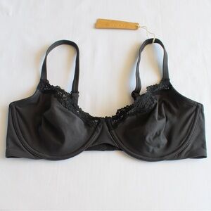 Skims 38D Fits Everybody Lace Unlined Demi Bra Onyx /Black NWT BA-DEM-4130